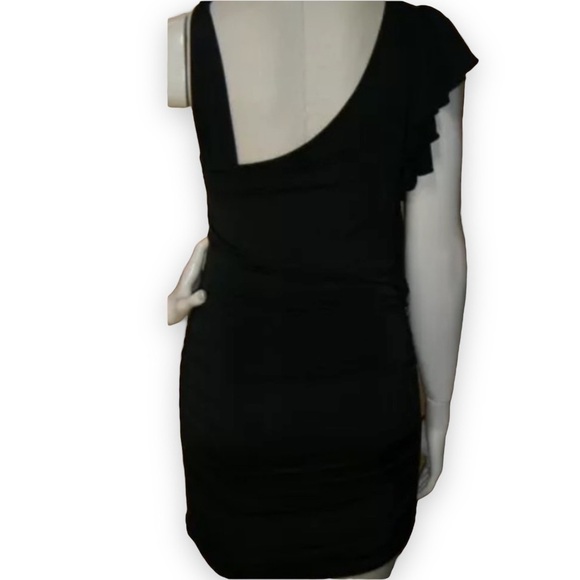 Kouture By Kimora Embellished Ruched Bodycon Black Shoulder Dress Womens Small S - Picture 2 of 11